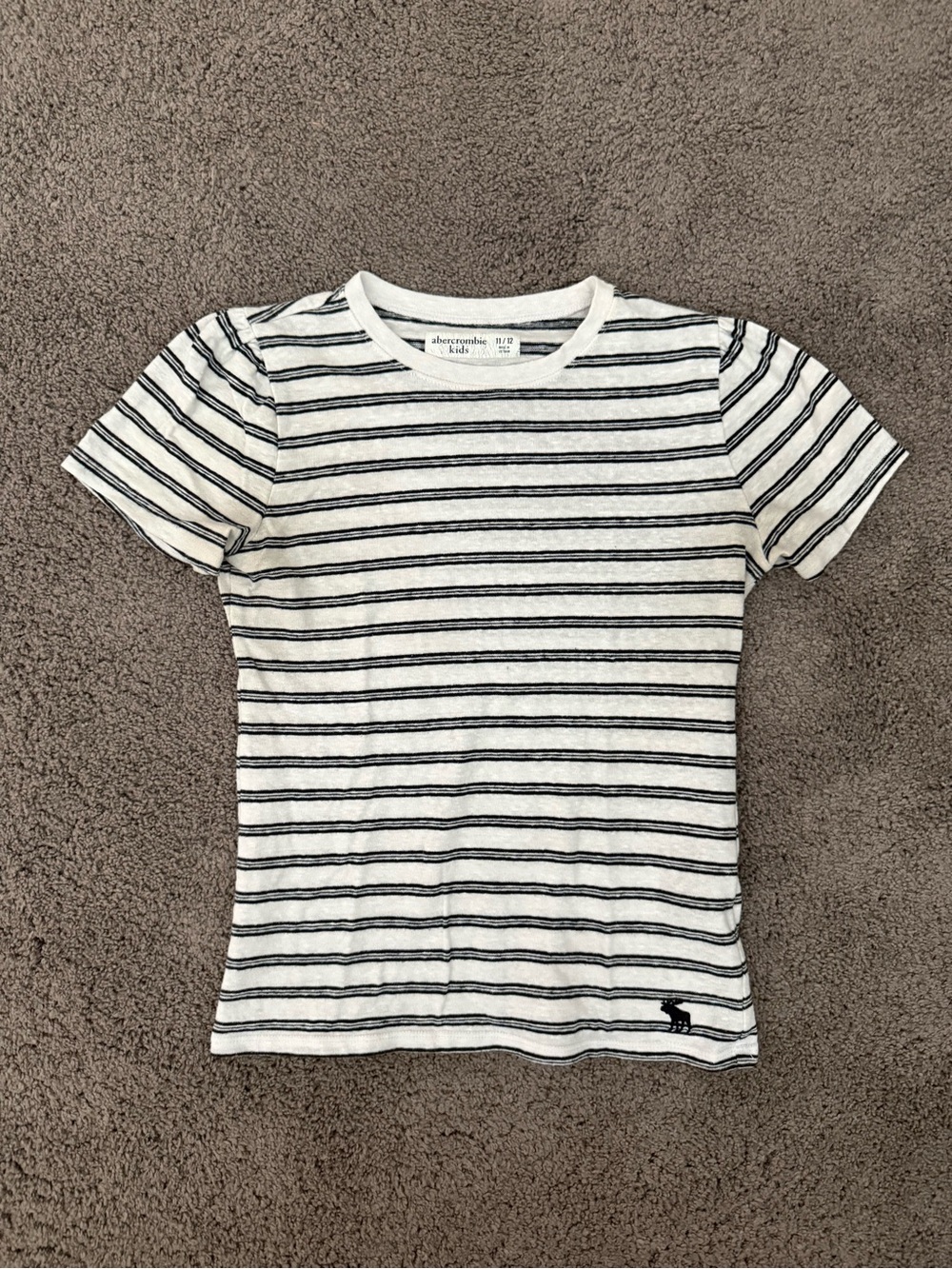 abercrombie kids White & Navy Striped Tee